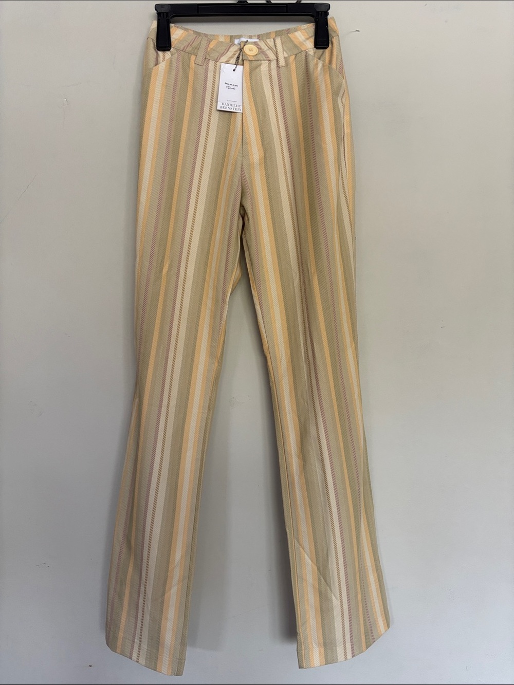 DANIELLE BERNSTEIN Pastel classic Striped Trousers in Yellow & Cream